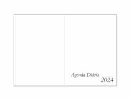 Agenda diária 2024 de couro sintético. Contém fita de cetim marca página, dados pessoais, calendário de 2023 à 2025