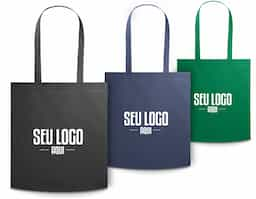 Sacola em non-woven (80 m/g²) termo-selado com alças de 60cm. 370 x 410 x 80 mm