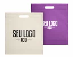 Sacola em non-woven (80 g/m²) termo-selado. 355 x 390 x 85 mm