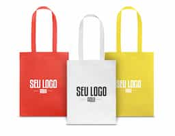 Sacola em non-woven (80 g/m²) termo-selado com alças de 55 cm. 270 x 35