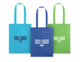 Sacola em non-woven (80 g/m²) termo-selado com alças de 55 cm. 270 x 35