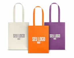 Sacola em non-woven (80 g/m²) termo-selado com alças de 55 cm. 270 x 35