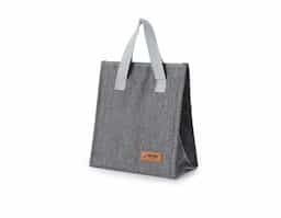 Bolsa térmica oxford com capacidade de 5 litros com fechamento em velcro. Contém alças de mãos 