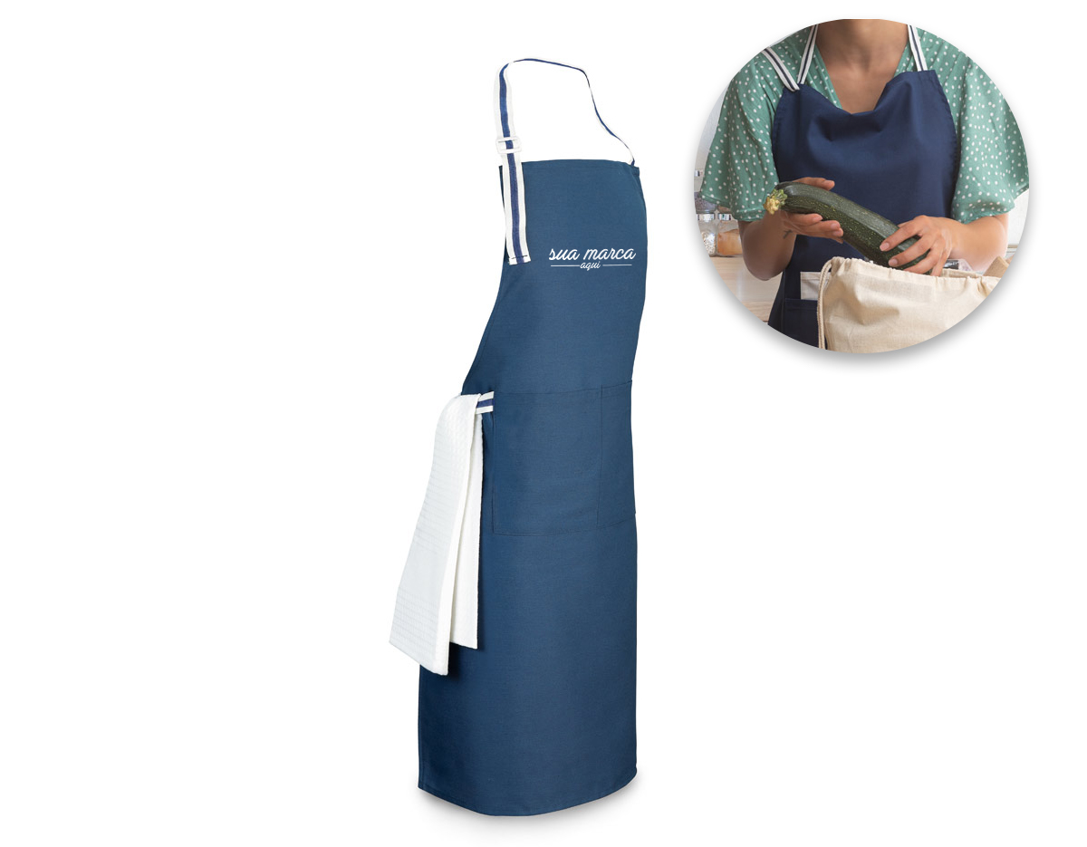 Avental. Algodão e poliéster: 150 g/m². Ajustável. Com 2 bolsos. 650 x 850 mm | Bolso: 170 x 180 mm