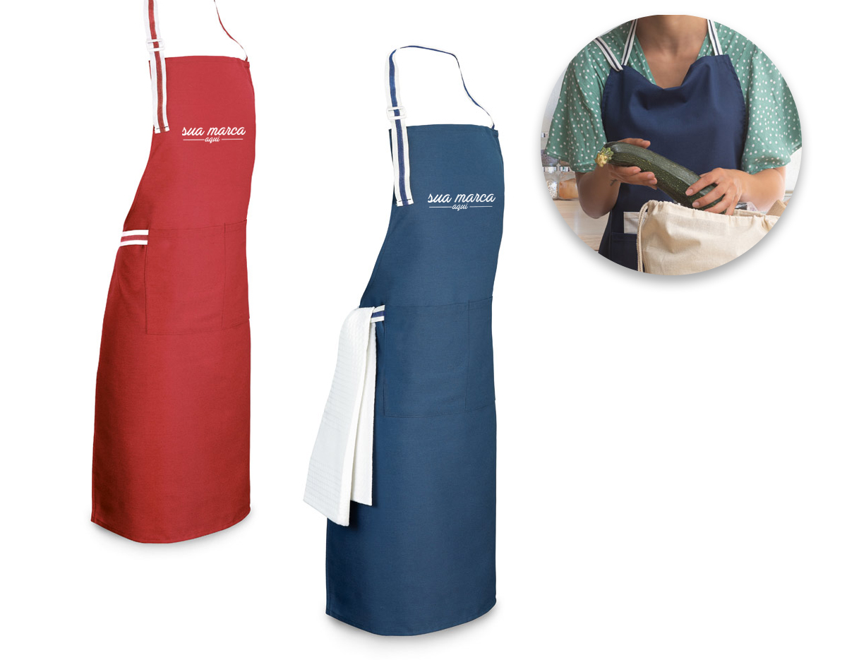 Avental. Algodão e poliéster: 150 g/m². Ajustável. Com 2 bolsos. 650 x 850 mm | Bolso: 170 x 180 mm