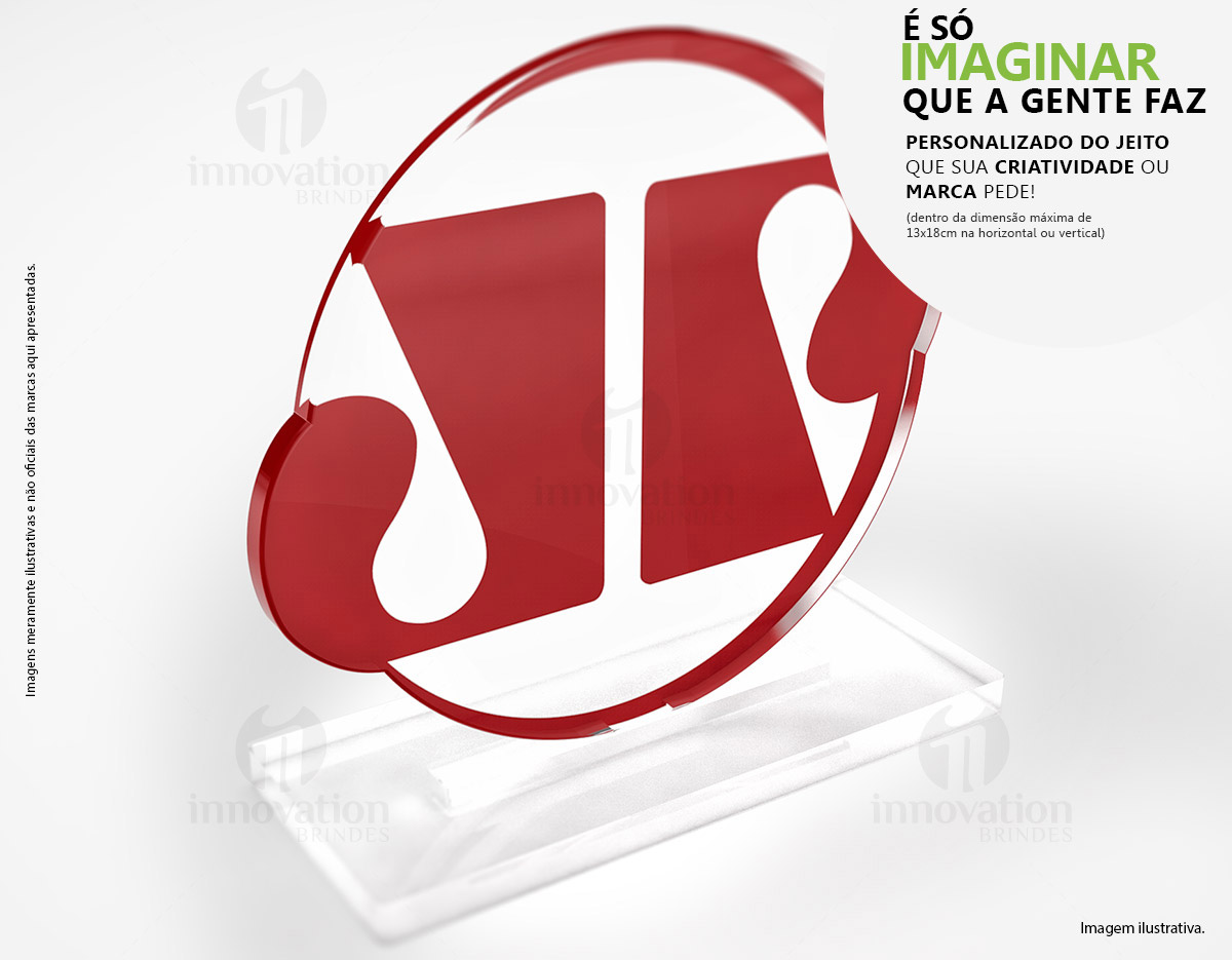 Troféu produzido em acrílico cristal 100% virgem, com espessura de 6 mm e com recorte especial  Base do Troféu com acrílico de 10 mm.