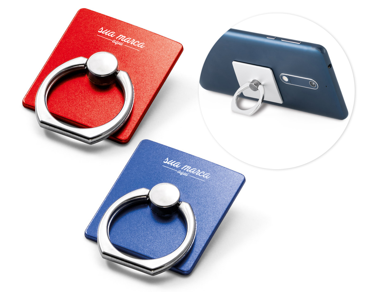 Suporte de anel para celular em ABS com autocolante no verso