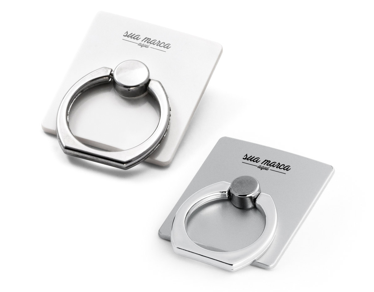 Suporte de anel para celular em ABS com autocolante no verso