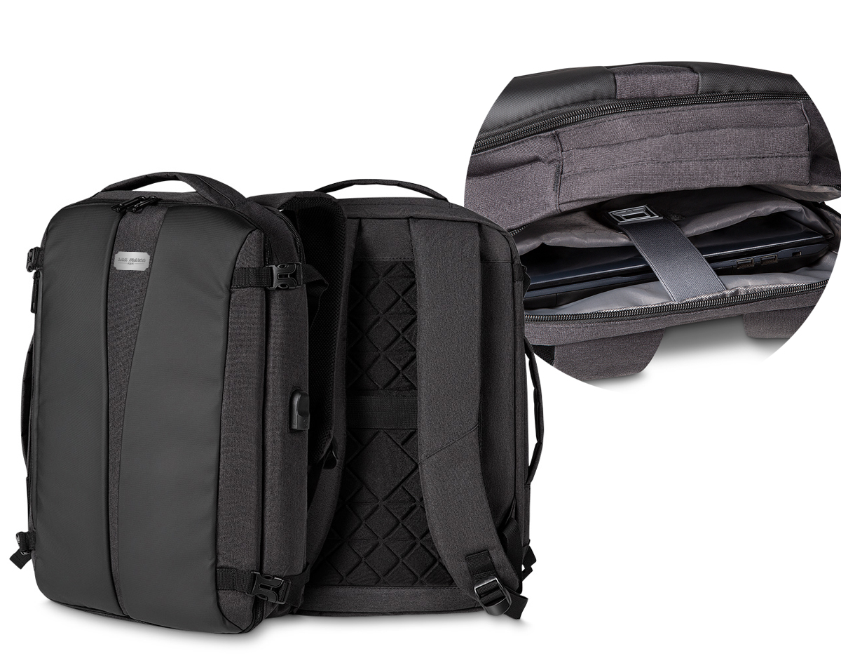 Mochila e Pasta para notebook em tecido poliéster Compartimento para notebook.
Tamanho total do Notebook - 17