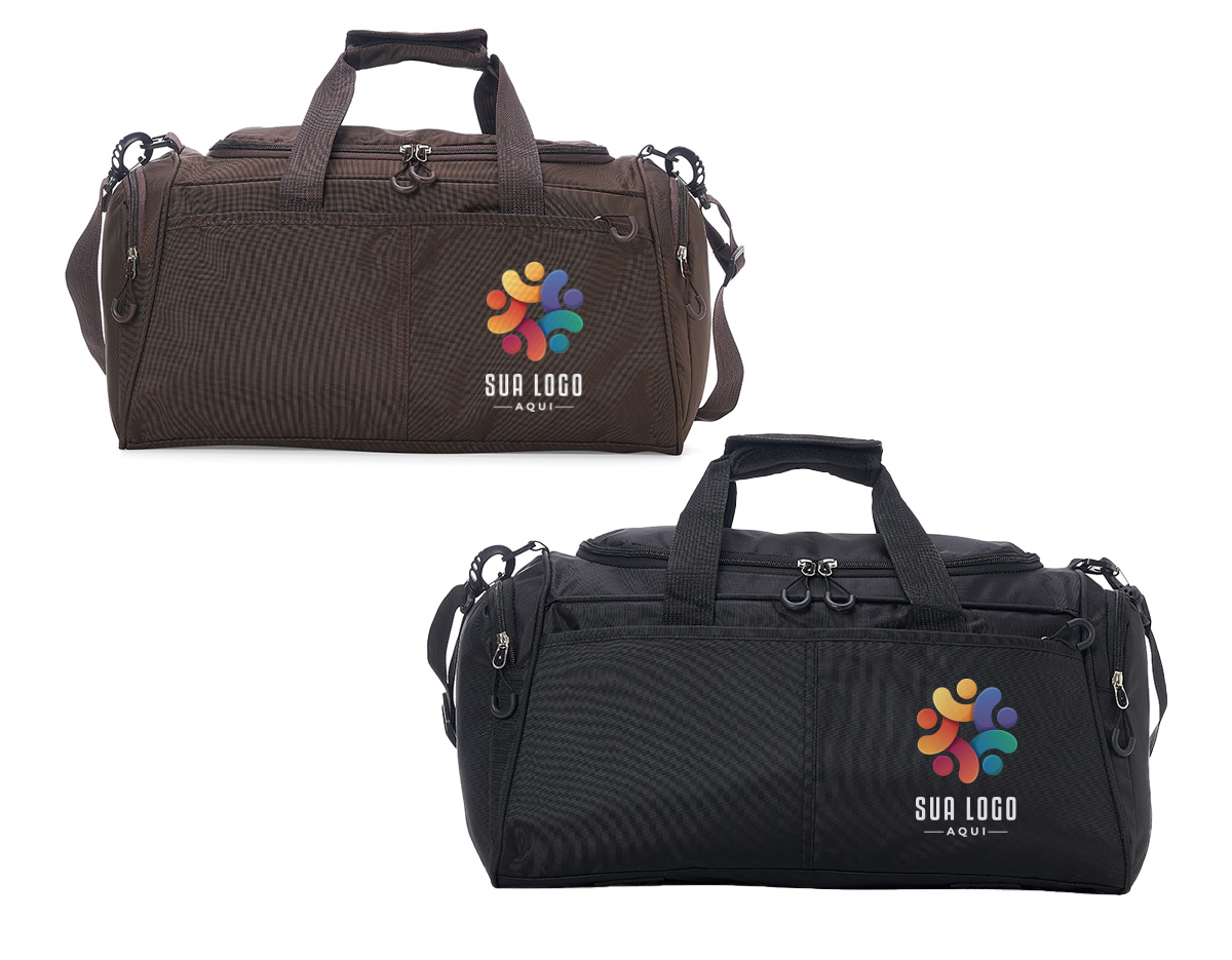 Bolsa Oxford impermeável com capacidade de 28 litros. Possui compartimento principal com amplo espaço, bolso frontal longo e dois bolsos laterais. A bolsa contém alças de nylon para mãos com suporte de velcro para unificação das alças, alça transversal regulável com apoio para ombro, duas fivelas superiores para encaixe da alça transversal, zíperes com puxadores plásticos, revestimento interno de poliéster e parte inferior com pequenas bases antiderrapantes.