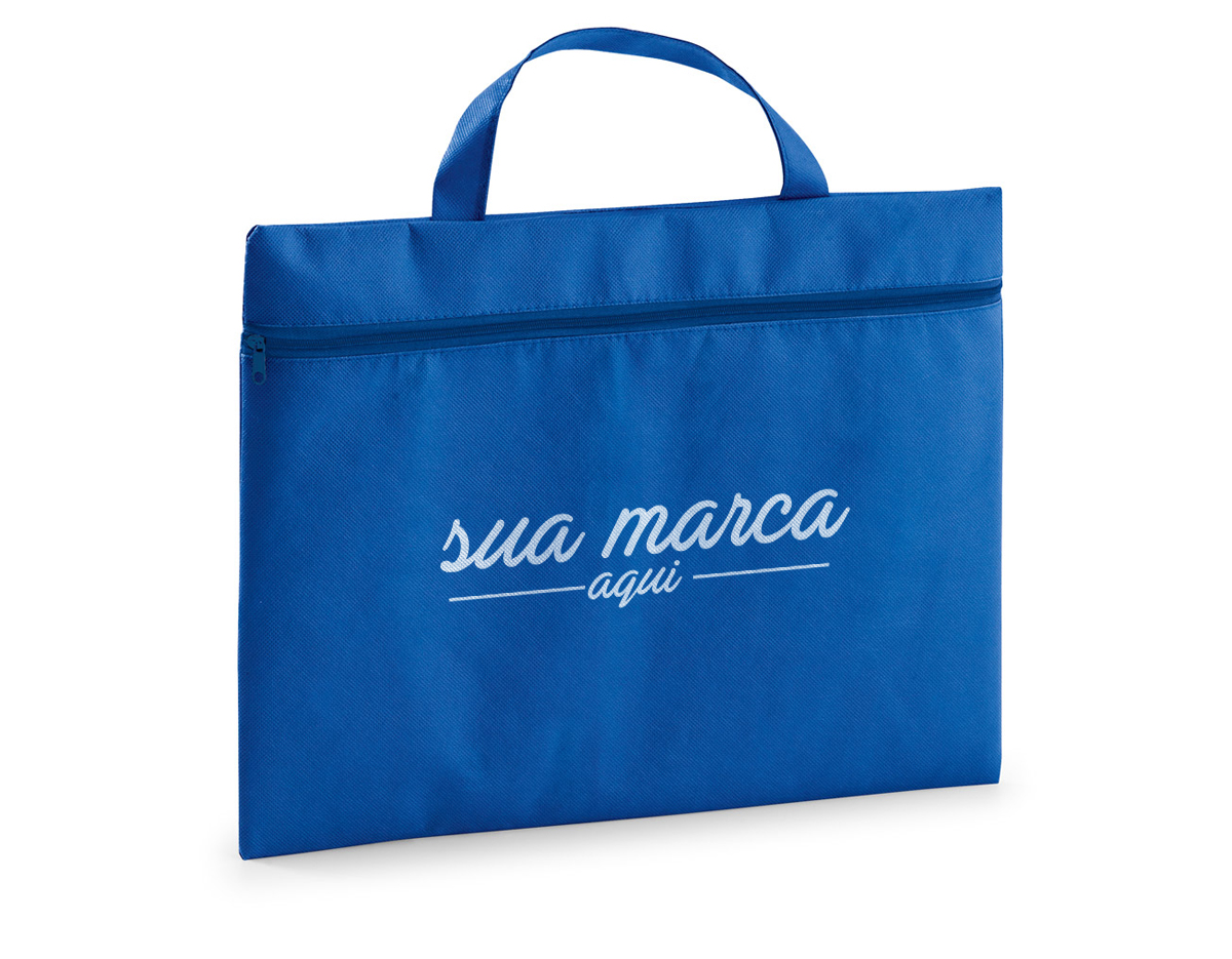 Pasta de congresso em non-woven (80 g/m²) com 1 compartimento com zíper. Ideal para transportar documentos. 380 x 300 mm