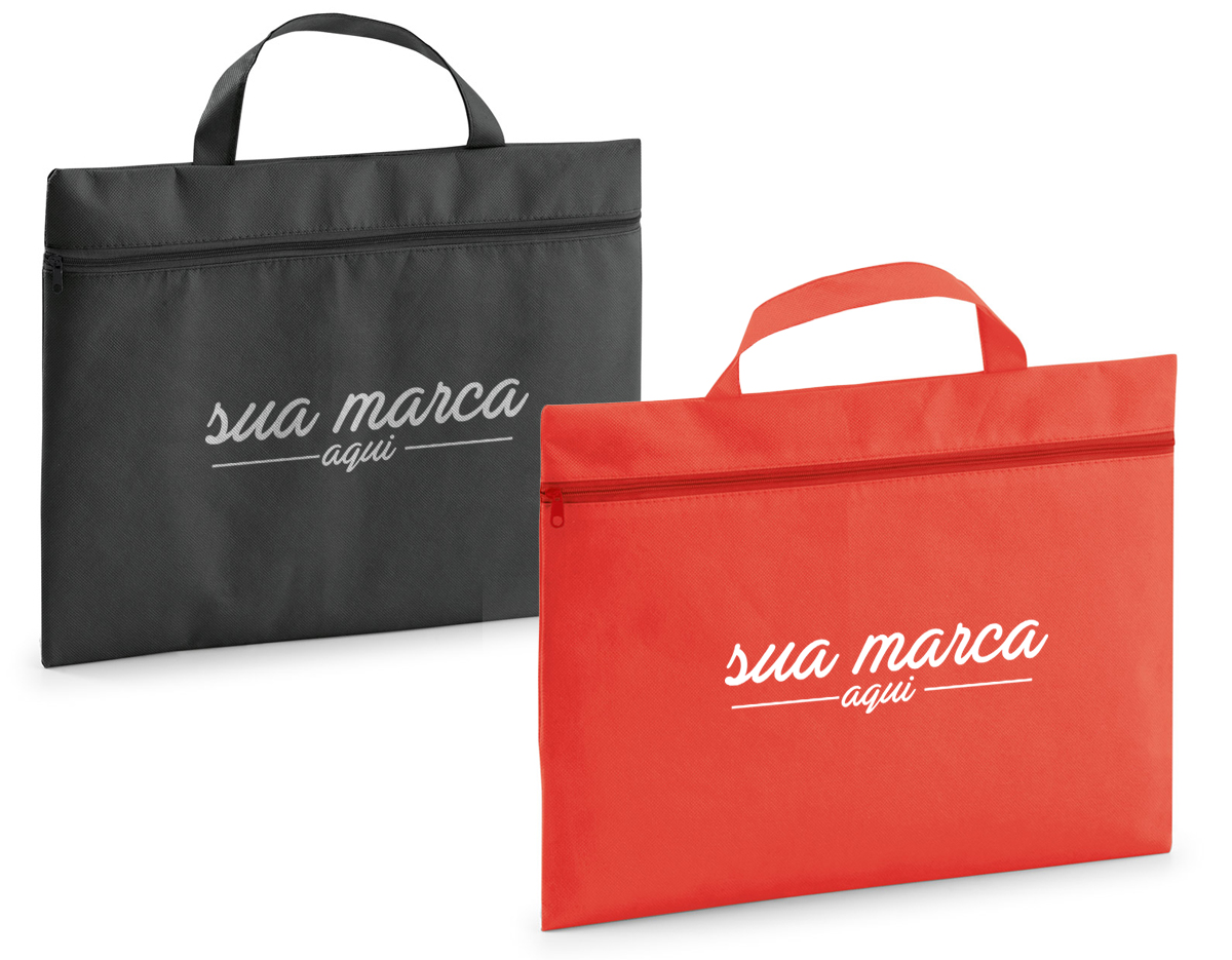 Pasta de congresso em non-woven (80 g/m²) com 1 compartimento com zíper. Ideal para transportar documentos. 380 x 300 mm