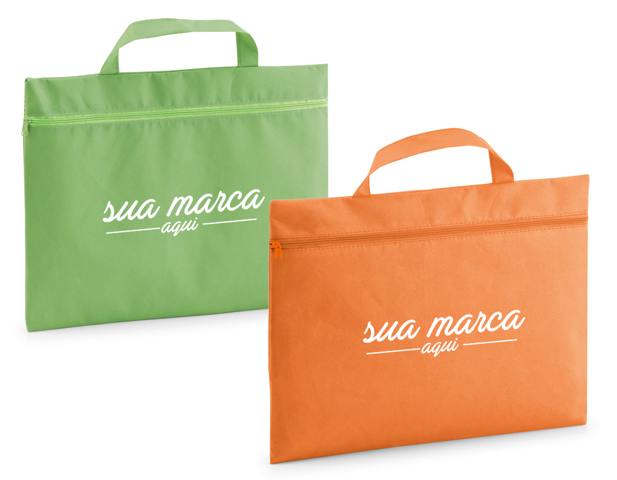 Pasta de congresso em non-woven (80 g/m²) com 1 compartimento com zíper. Ideal para transportar documentos. 380 x 300 mm