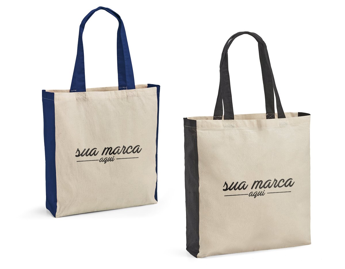 Sacola 100% algodão (140 g/m²) com alças de 65 cm