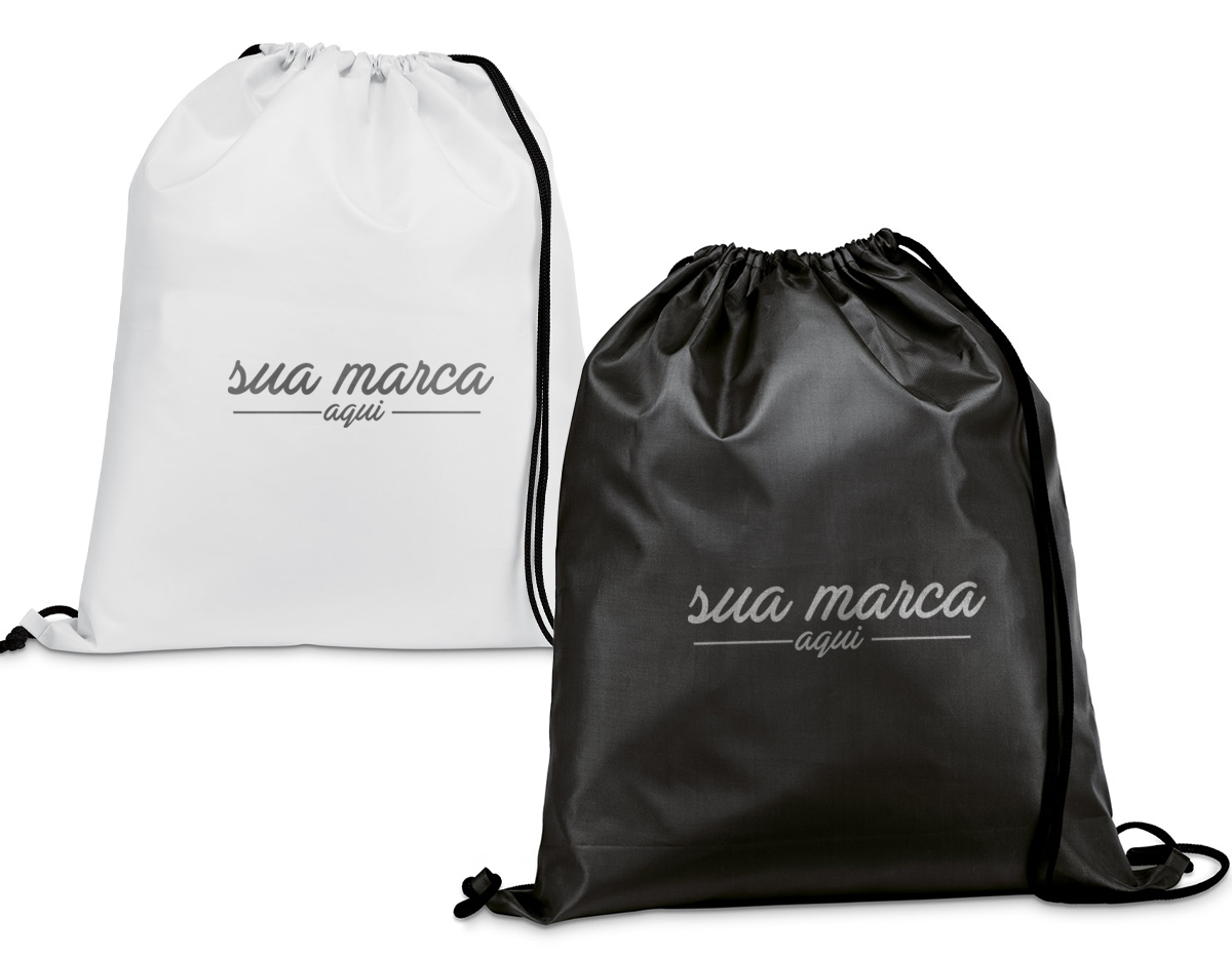 Sacola tipo mochila em 210D. 350 x 410 mm
