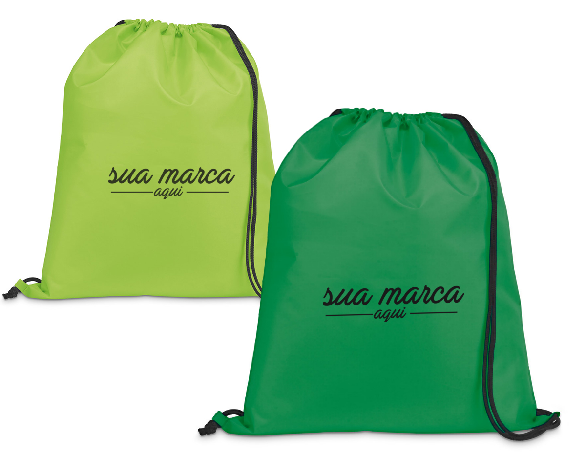 Sacola tipo mochila em 210D. 350 x 410 mm