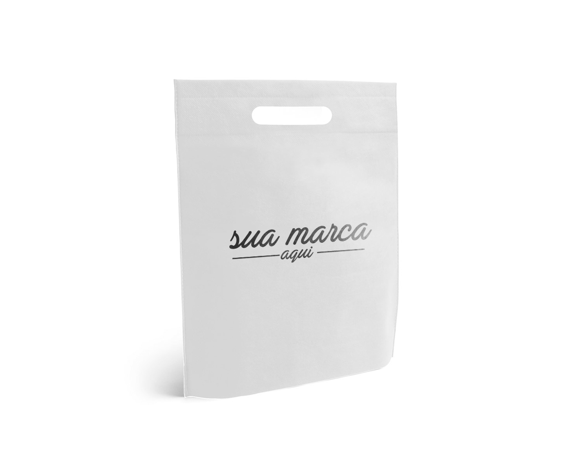 Sacola produzida em material non-woven com gramatura de 80 g/m², unida por processo de termo-selagem. Possui dimensões de 250 x 350 x 80mm, sendo leve e adequada para usos variados.