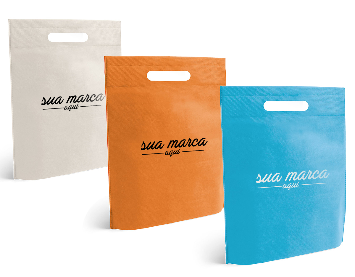 Sacola produzida em material non-woven com gramatura de 80 g/m², unida por processo de termo-selagem. Possui dimensões de 250 x 350 x 80mm, sendo leve e adequada para usos variados.