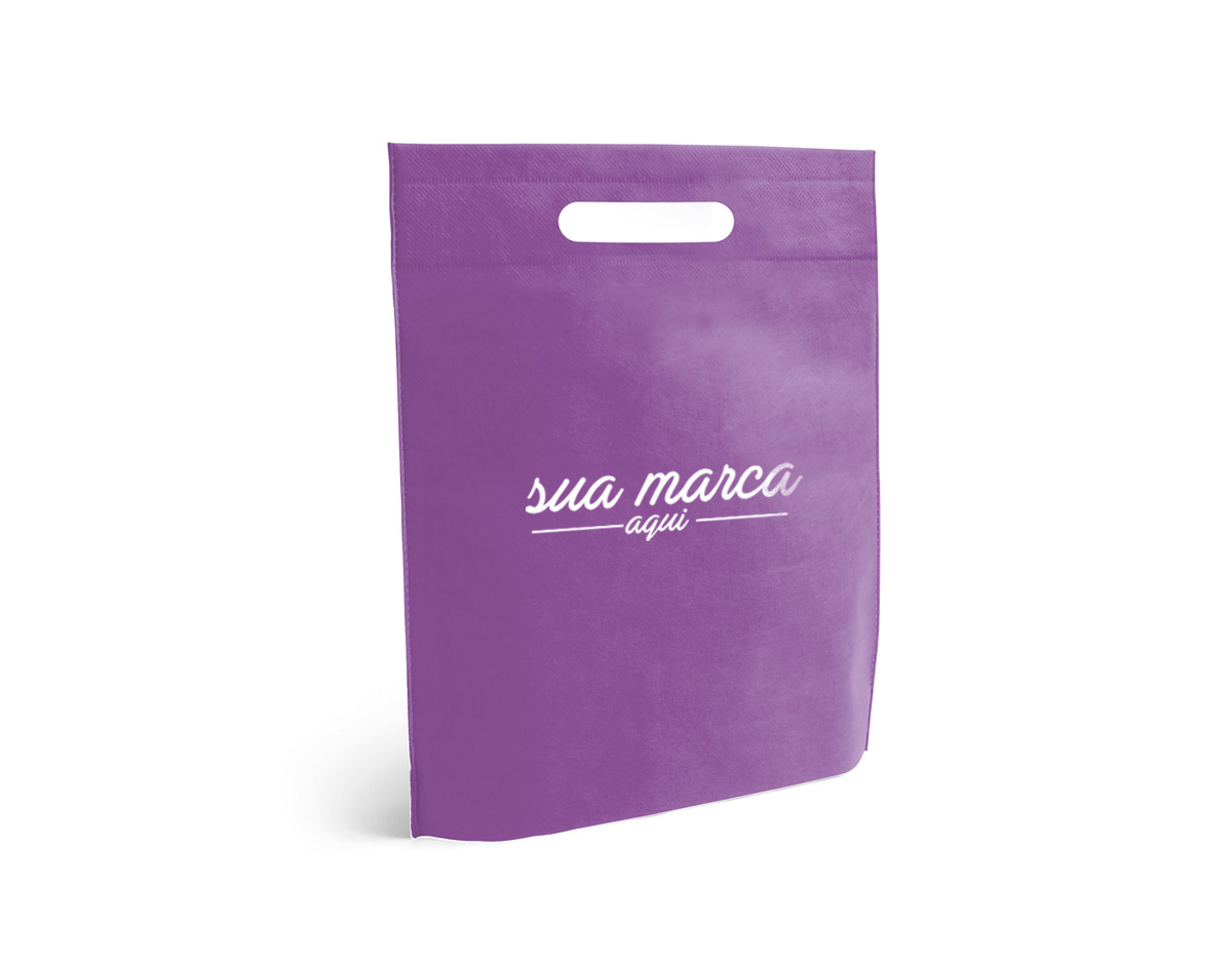 Sacola produzida em material non-woven com gramatura de 80 g/m², unida por processo de termo-selagem. Possui dimensões de 250 x 350 x 80mm, sendo leve e adequada para usos variados.