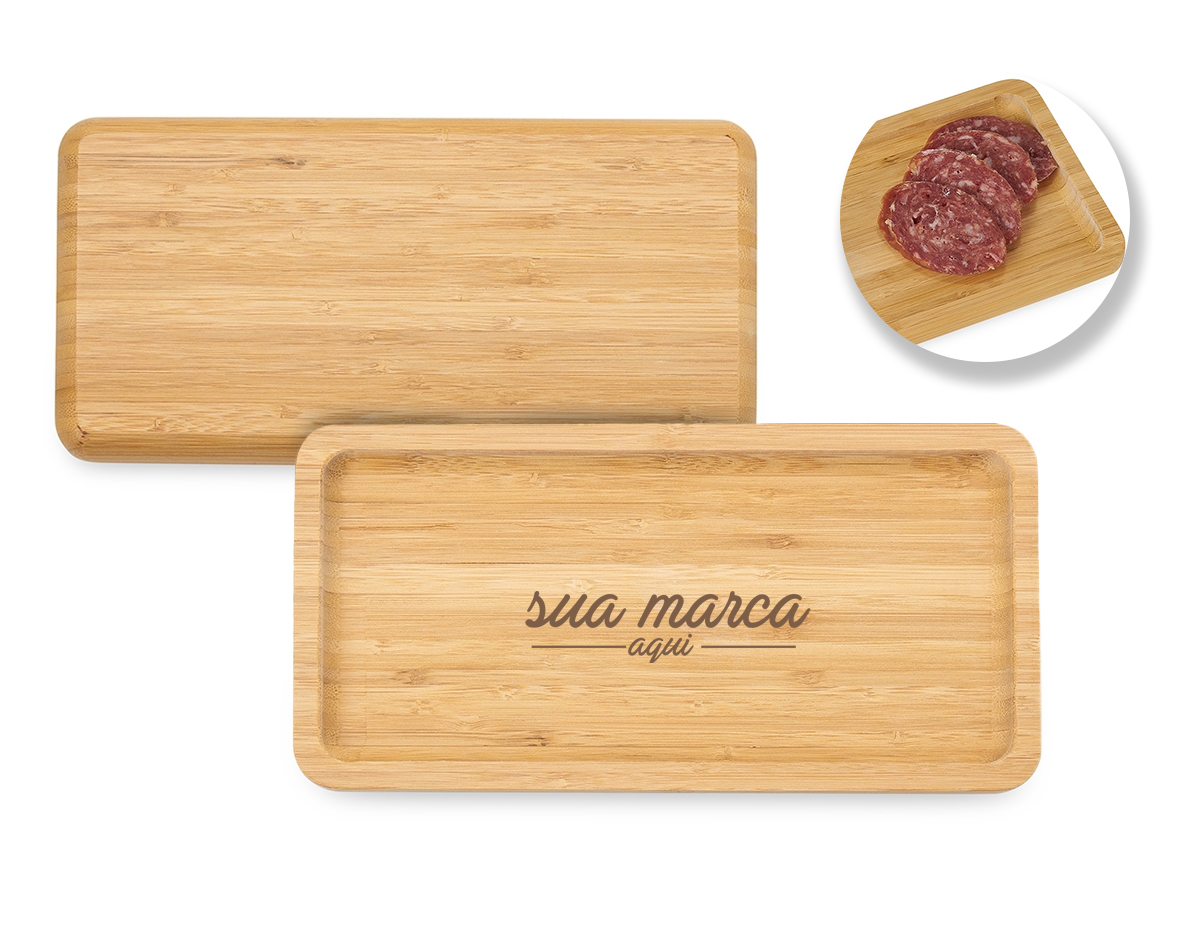 Petisqueira de bambu retangular 26 x 13