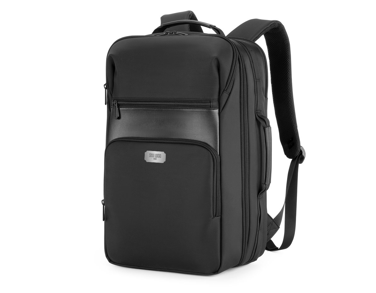 Mochila Premium produzida em tecido de poliéster resistente à água e ao desgaste, alça de ombro acolchoada, aceita notebooks de até 15,6". Design ergonômico, alça de ombro ajustável, possui engate para mala de viagem, bolso frontal com zíper para acesso rápido.