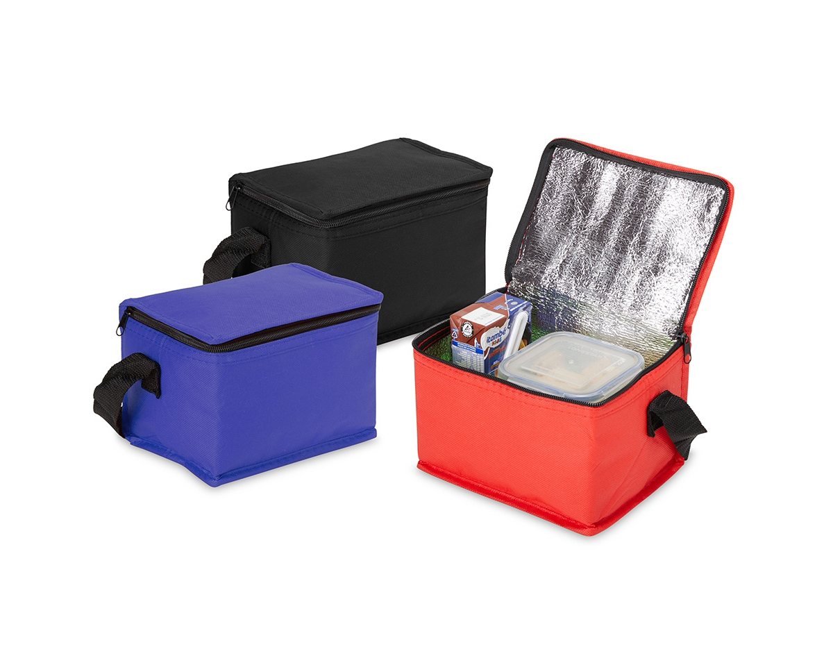 Bolsa térmica de tnt com capacidade de 4 litros. Contém alça de mão em nylon.