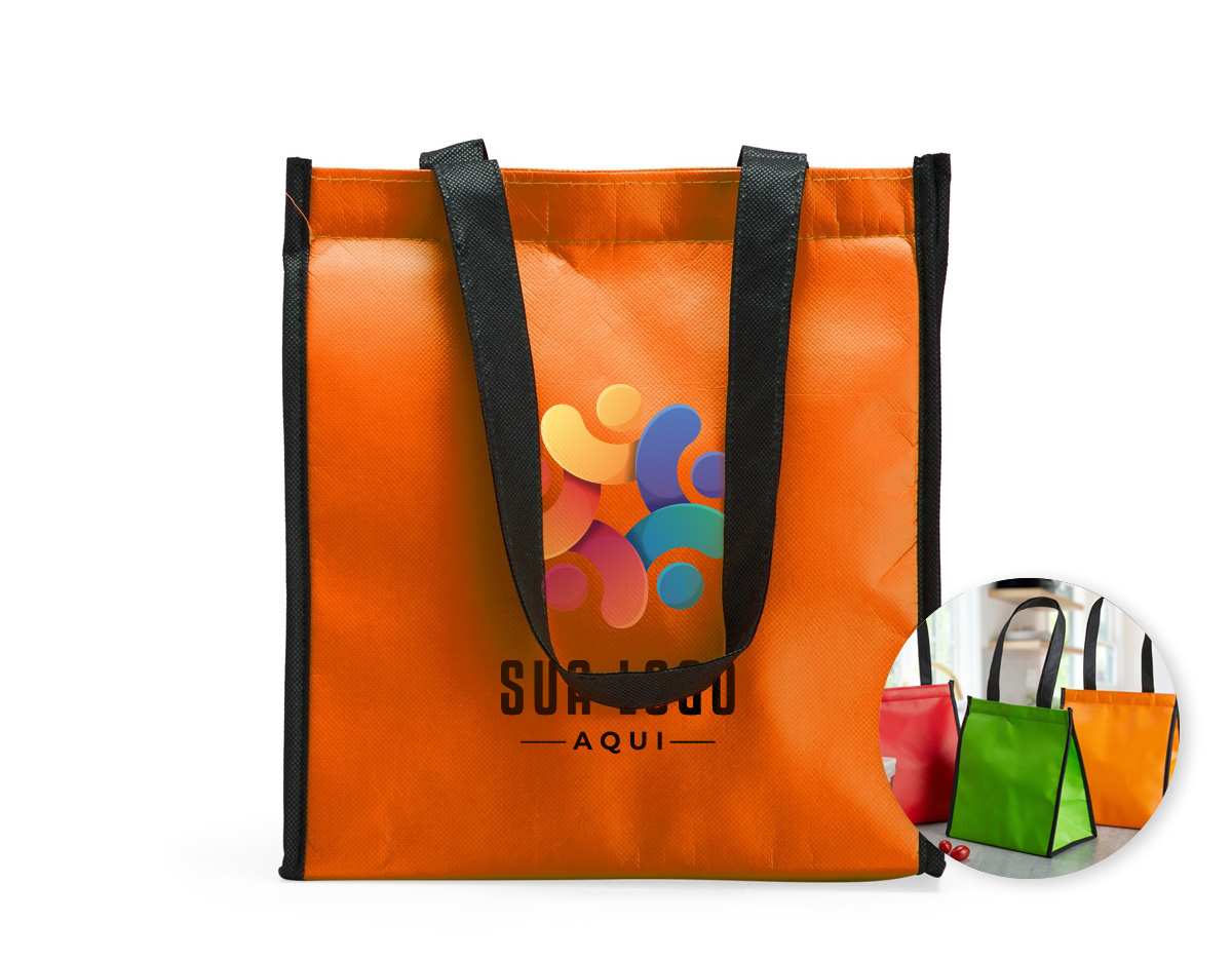Bolsa térmica em tnt 6 Litros, fechamento com velcro.
