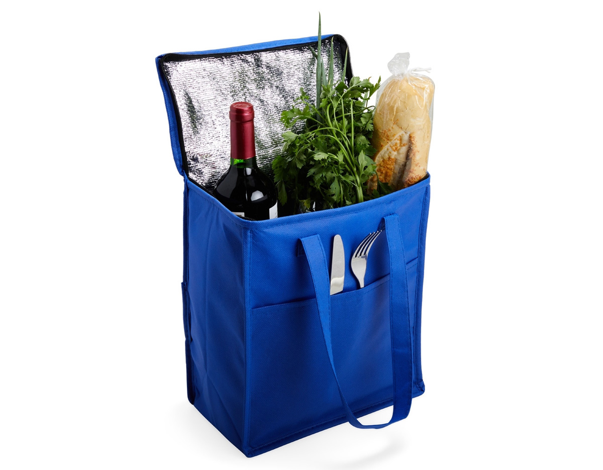 Bolsa térmica em TNT 9 litros com bolso frontal.