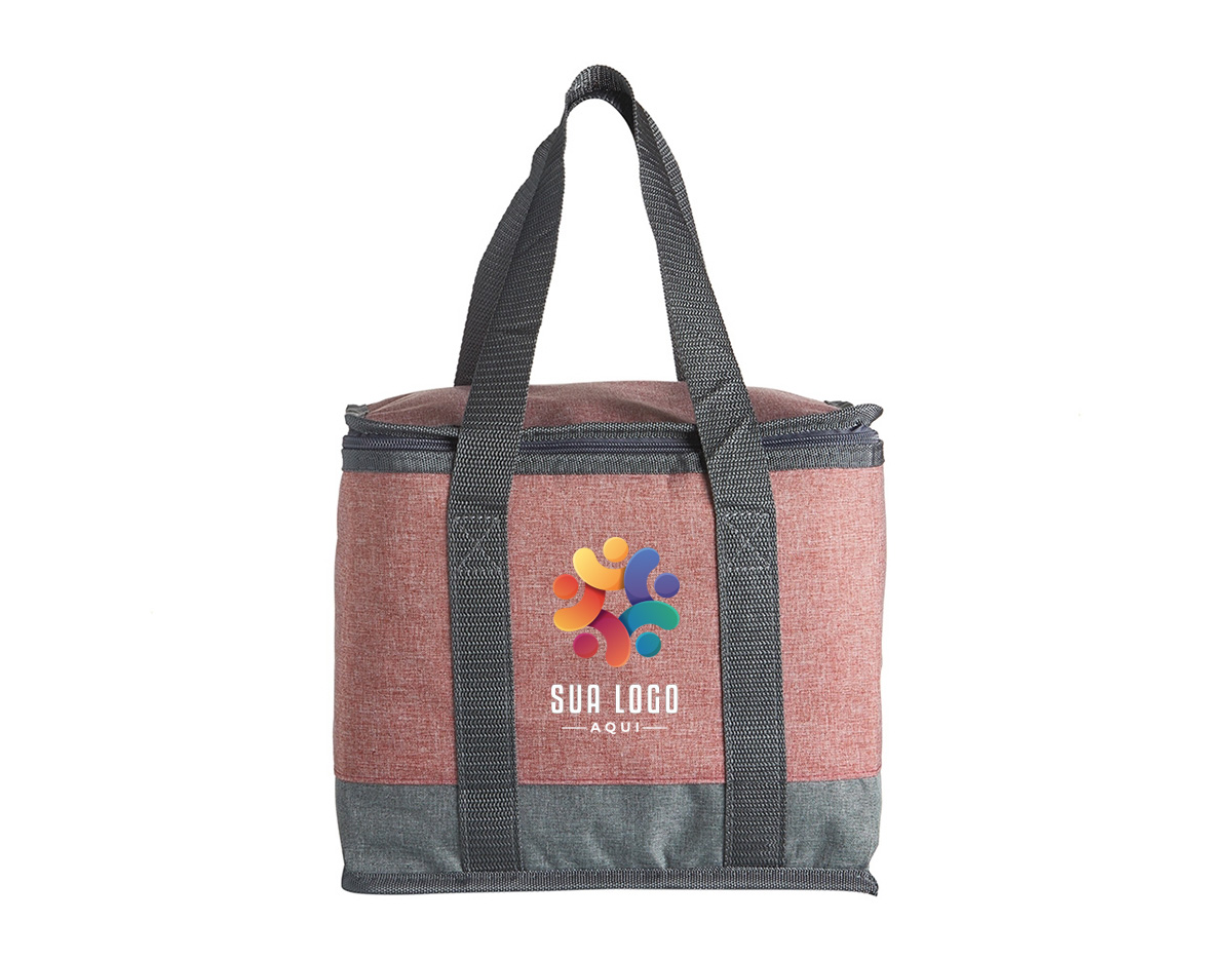 Bolsa térmica de poliéster com capacidade de 12 Litros. Contém alça de mão em nylon.
