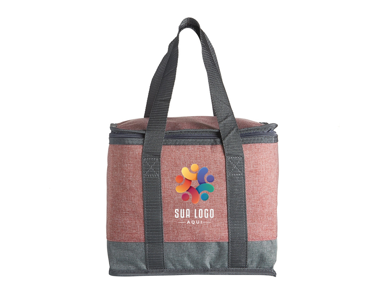 Bolsa térmica de poliéster com capacidade de 12 Litros. Contém alça de mão em nylon.