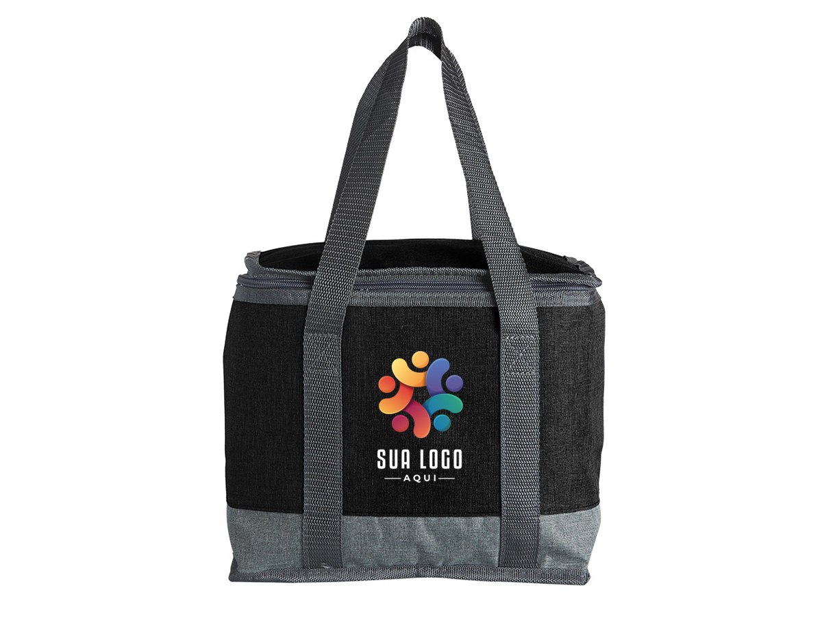 Bolsa térmica de poliéster com capacidade de 12 Litros. Contém alça de mão em nylon.