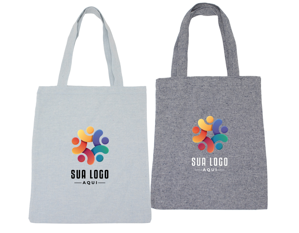 Sacolas de algodão com alças costuradas na parte interna