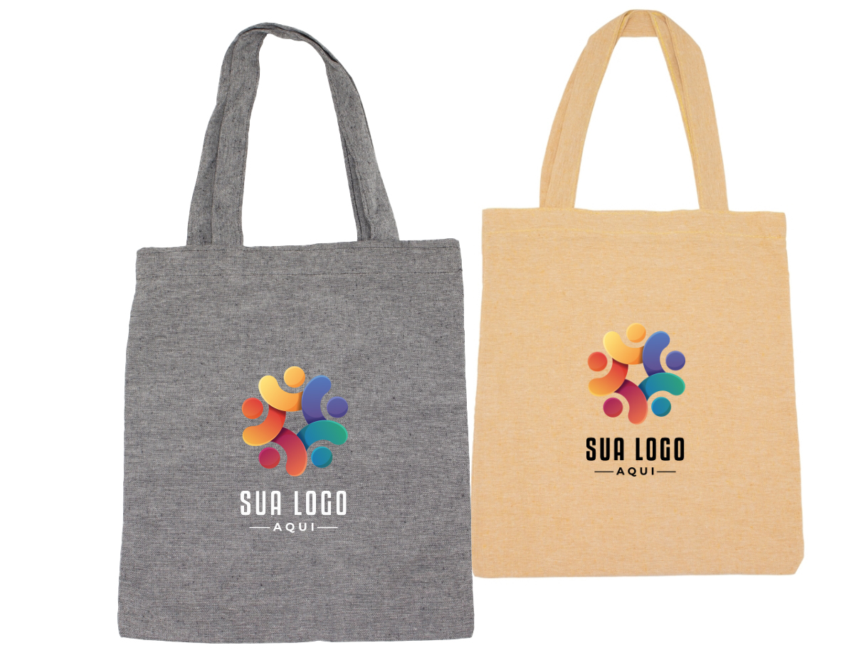Sacolas de algodão com alças costuradas na parte interna