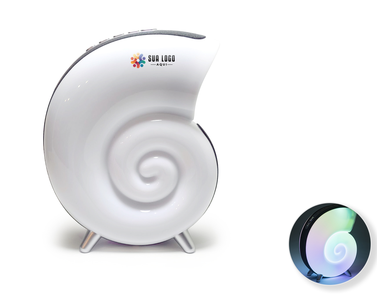 Caixa de som multimídia TWS formato concha com luminária RGB. Qualidade sonora e conectividade total: compatível com bluetooth, rádio FM, cartão TF (MicroSD) e pen drive. Iluminação relaxante e dinâmica, são 7 modos de iluminação RGB com uma vasta gama de movimentos e tonalidades. Sua tecnologia TWS permite sincronizar duas caixas de som em uma, criando uma experiência imersiva compotência excepcional. Fabricada em plástico ABS e PC, seu design exclusivo possui uma faixa de poliéster e pés antideslizantes para maior estabilidade em qualquer superfície. Acompanha cabo USB Tipo-C.