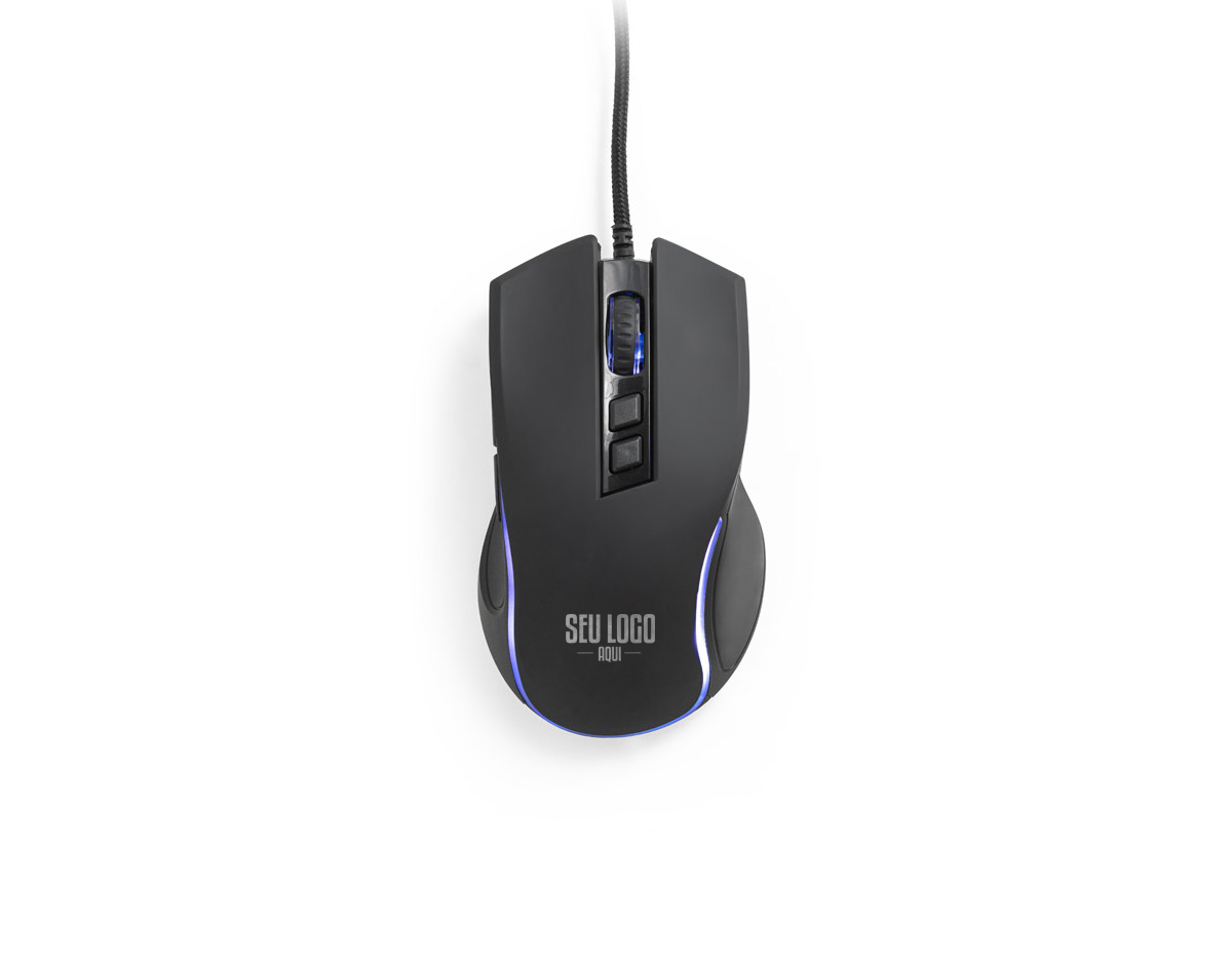 Mouse para jogos em ABS e acabamento emborrachado com 7 botões e iluminação RGB com 8 modos possíveis. Formato ergonômico desenhado para conforto e desempenho de uso prolongado. Configuração de alta precisão até 7200 DPI. Fio resistente em nylon de 1.5 m. Fornecido em caixa presente. 124 x 71 x 39 mm | Caixa: 95 x 139 x 45 mm