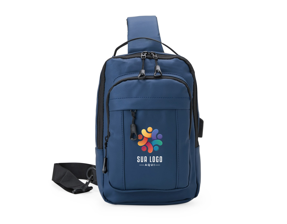 Mochila de ombro 7L em couro sintético, resistente à água, com 4 compartimentos, bolso para tablet, entrada USB e alça refletiva. Estilo casual e organização para o dia a dia!  