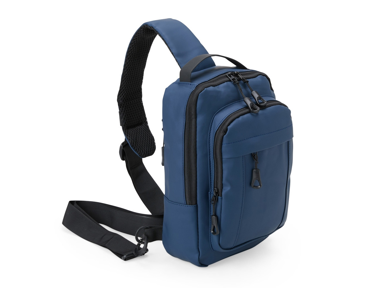 Mochila de ombro 7L em couro sintético, resistente à água, com 4 compartimentos, bolso para tablet, entrada USB e alça refletiva. Estilo casual e organização para o dia a dia!  