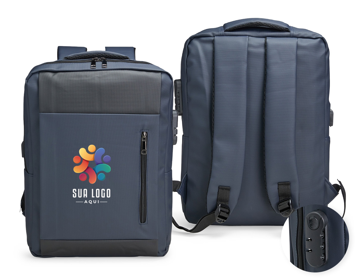 Proteção, segurança e praticidade em um só modelo! Esta mochila de 22 litros é confeccionada em poliuretano impermeável, garantindo resistência e proteção extra contra chuva e respingos. Seu compartimento principal inclui um espaço acolchoado para notebook de até 17 polegadas, enquanto o cadeado numérico TSA adiciona uma camada extra de segurança, tornando-a uma opção antifurto ideal para o dia a dia. Conta ainda com dois bolsos laterais para itens de fácil acesso e adaptador USB para carregar dispositivos com mais praticidade. O transporte é confortável e respirável, graças à alça de mão e às alças para as costas com revestimento espumado.