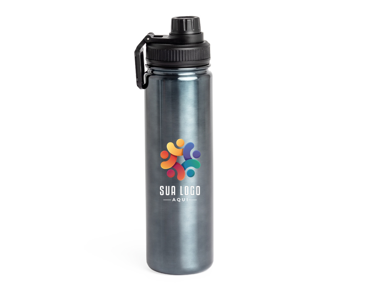 Garrafa térmica em inox com capacidade de 650ml, possui parede dupla que auxilia na conservação da temperatura. Acompanha tampa plástica rosqueável com bocal integrado e alça acoplada para facilitar o transporte. Ideal para uso diário.