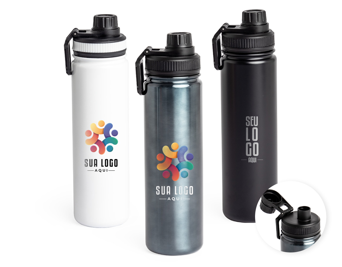 Garrafa térmica em inox com capacidade de 650ml, possui parede dupla que auxilia na conservação da temperatura. Acompanha tampa plástica rosqueável com bocal integrado e alça acoplada para facilitar o transporte. Ideal para uso diário.
