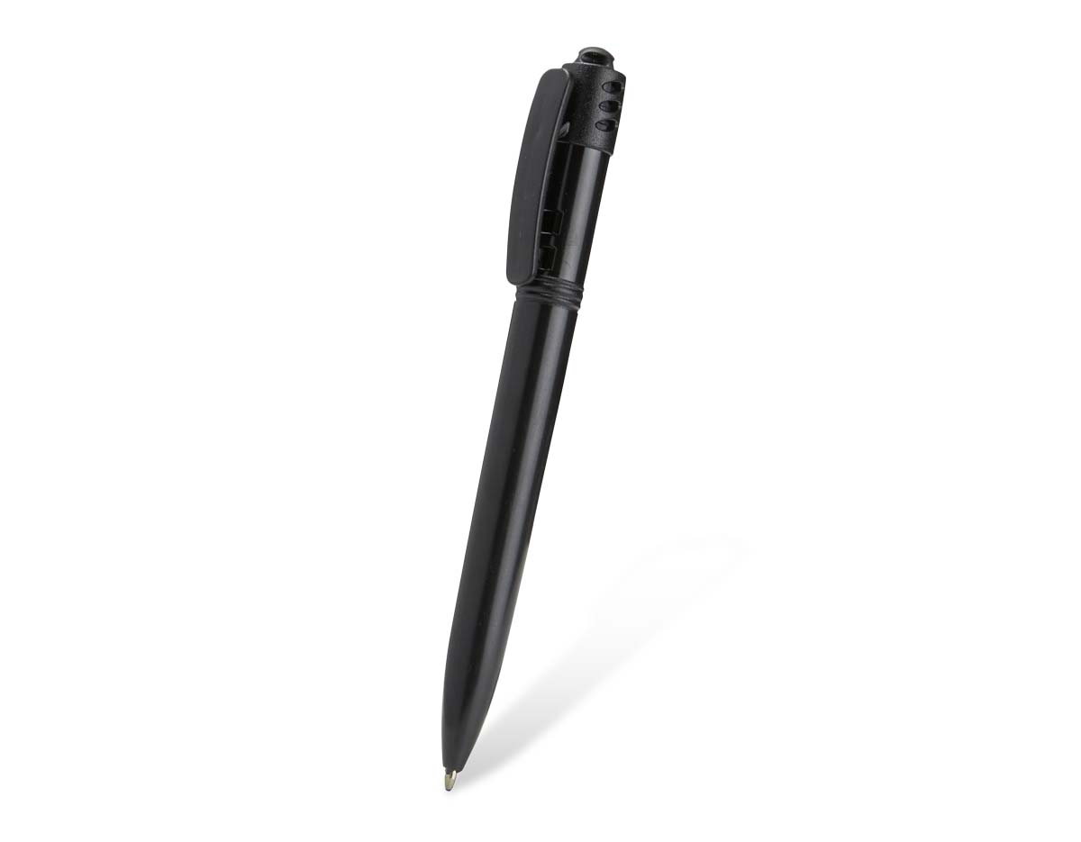 Caneta plástica com carga esferográfica azul e acionamento por clique. Proporciona escrita suave e prática no dia a dia. Leve, funcional e ideal para uso em escritórios, escolas ou atividades cotidianas.