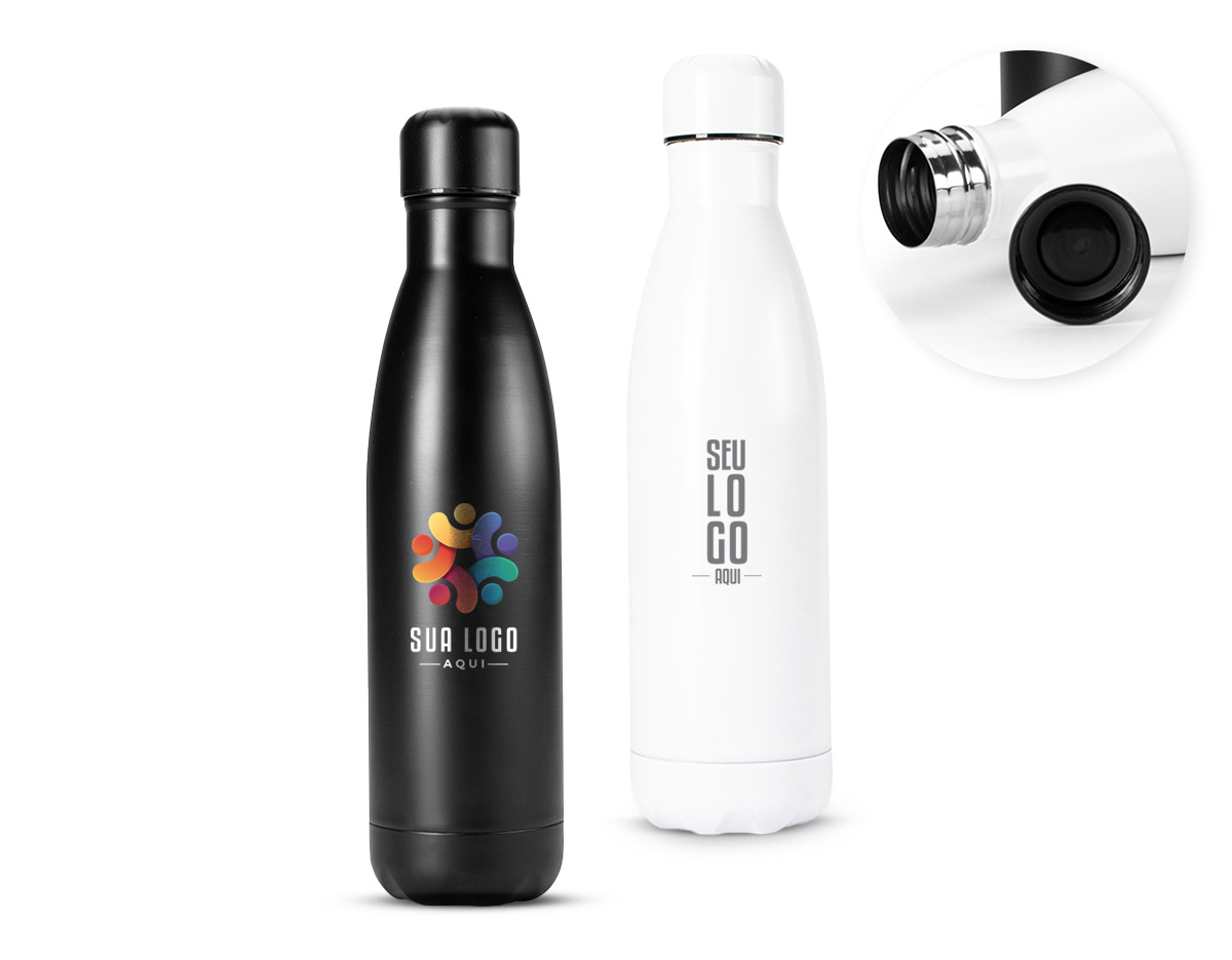 Garrafa de 750ml em inox com acabamento em pintura fosca, unindo estilo e durabilidade. Possui tampa rosqueável que garante vedação segura, ideal para manter sua bebida protegida durante o dia. Perfeita para uso diário, atividades físicas ou viagens.