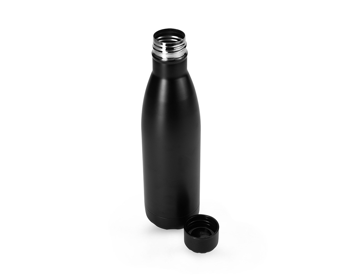 Garrafa de 750ml em inox com acabamento em pintura fosca, unindo estilo e durabilidade. Possui tampa rosqueável que garante vedação segura, ideal para manter sua bebida protegida durante o dia. Perfeita para uso diário, atividades físicas ou viagens.
