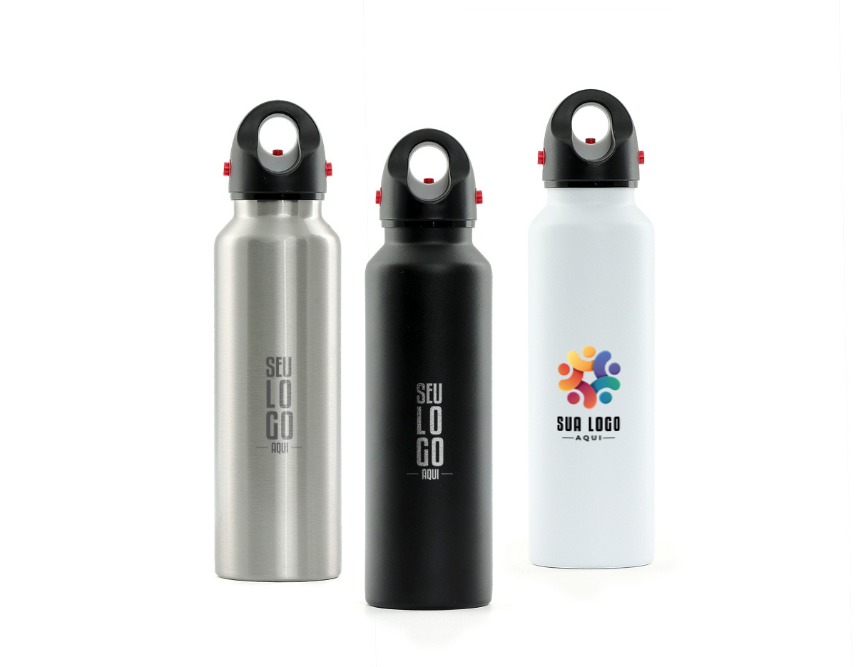 Garrafa Térmica em inox de parede dupla com capacidade de 620ml. Tampa possui trava de segurança com válvula de exaustão para liberação de pressão.