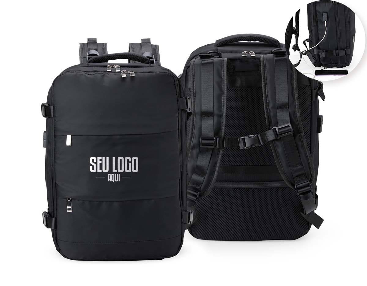 Versátil e completa, essa mochila de 41 litros é a escolha ideal para viagens, transporte de materiais de trabalho, estudo e todos os momentos do dia a dia! Com compartimentos inteligentes, ela oferece mais organização e segurança, além de resistência à água. Produzida em poliéster, são seis compartimentos, incluindo um para itens molhados, um exclusivo para tênis, um espaço amplo para roupas e documentos com entrada USB, um compartimento para notebook de até 15,6” e um bolso antifurto para maior proteção. Expansível e prática, conta ainda com fivelas ajustáveis, alças reguláveis que distribuem o peso de forma equilibrada, bolso lateral para garrafa, costas acolchoadas e engate para mala de viagem. Funcionalidade e conforto para qualquer ocasião!