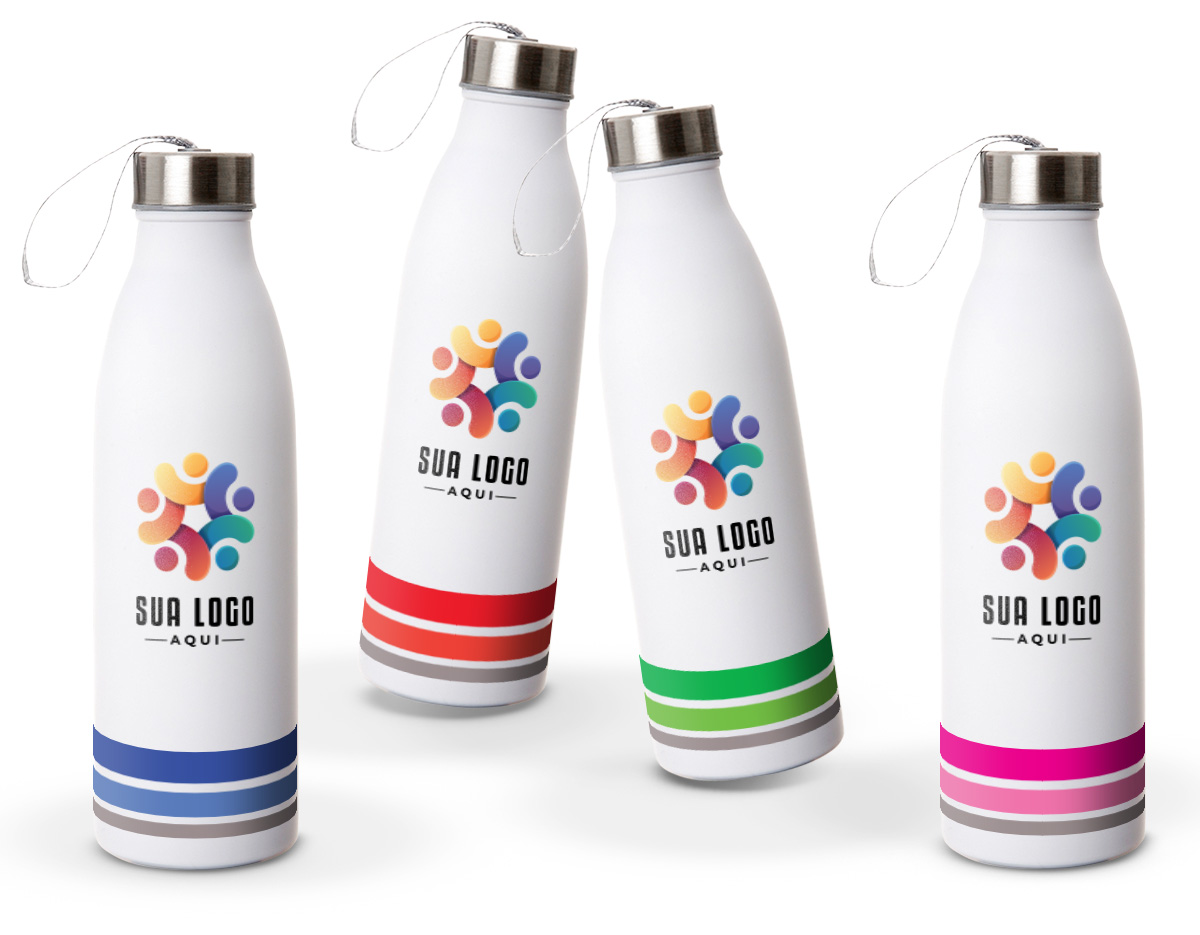 Produto exclusivo com design moderno, garrafa de inox 750ml, tampa rosqueável que garante vedação segura e alça de nylon embutida para facilitar o transporte. Ideal para manter suas bebidas na temperatura ideal com estilo e praticidade, seja no dia a dia, na academia ou em aventuras ao ar livre.