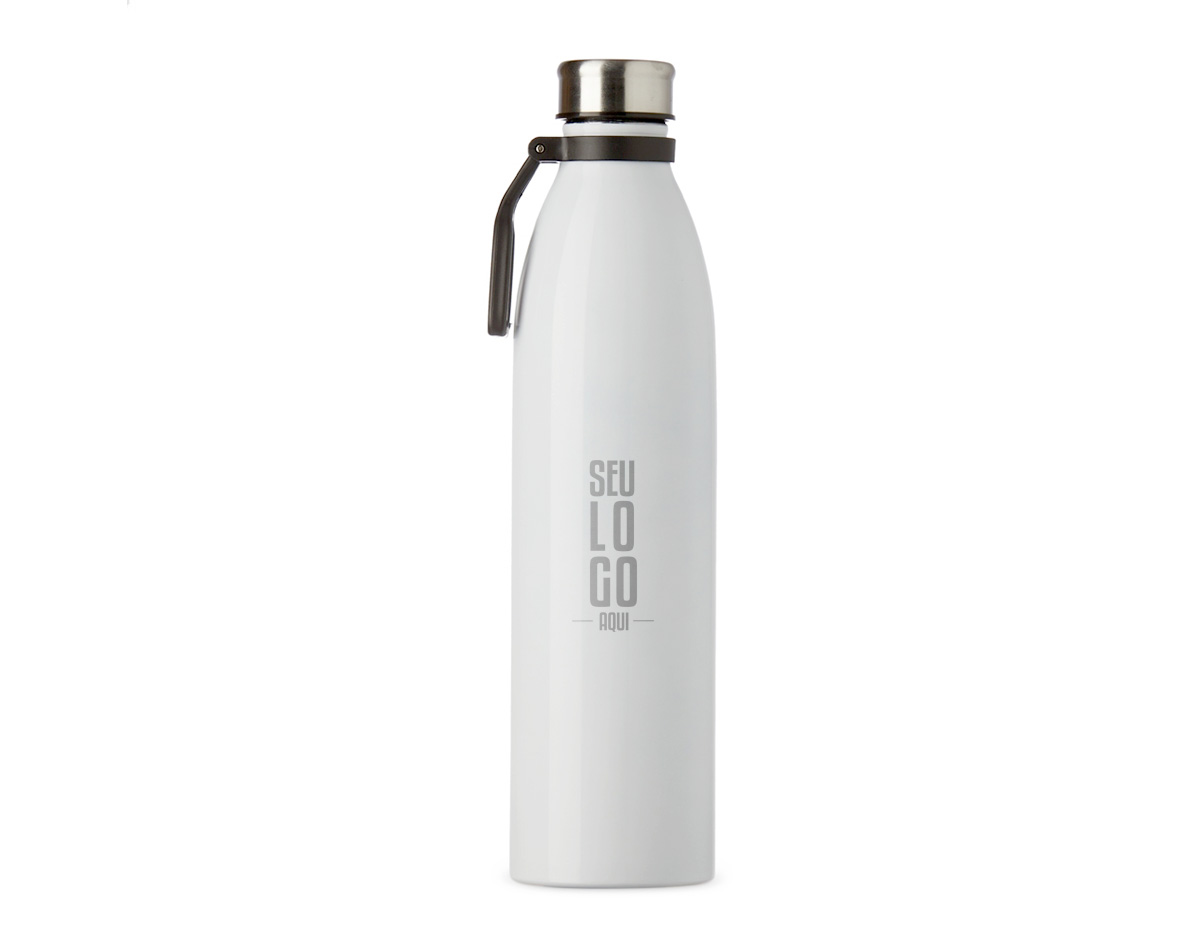 Garrafa de inox com capacidade de 1,1 litros, ideal para armazenar bebidas quentes ou frias. Possui tampa rosqueável que evita vazamentos e alça plástica para facilitar o transporte, sendo prática para o uso diário ou em deslocamentos.