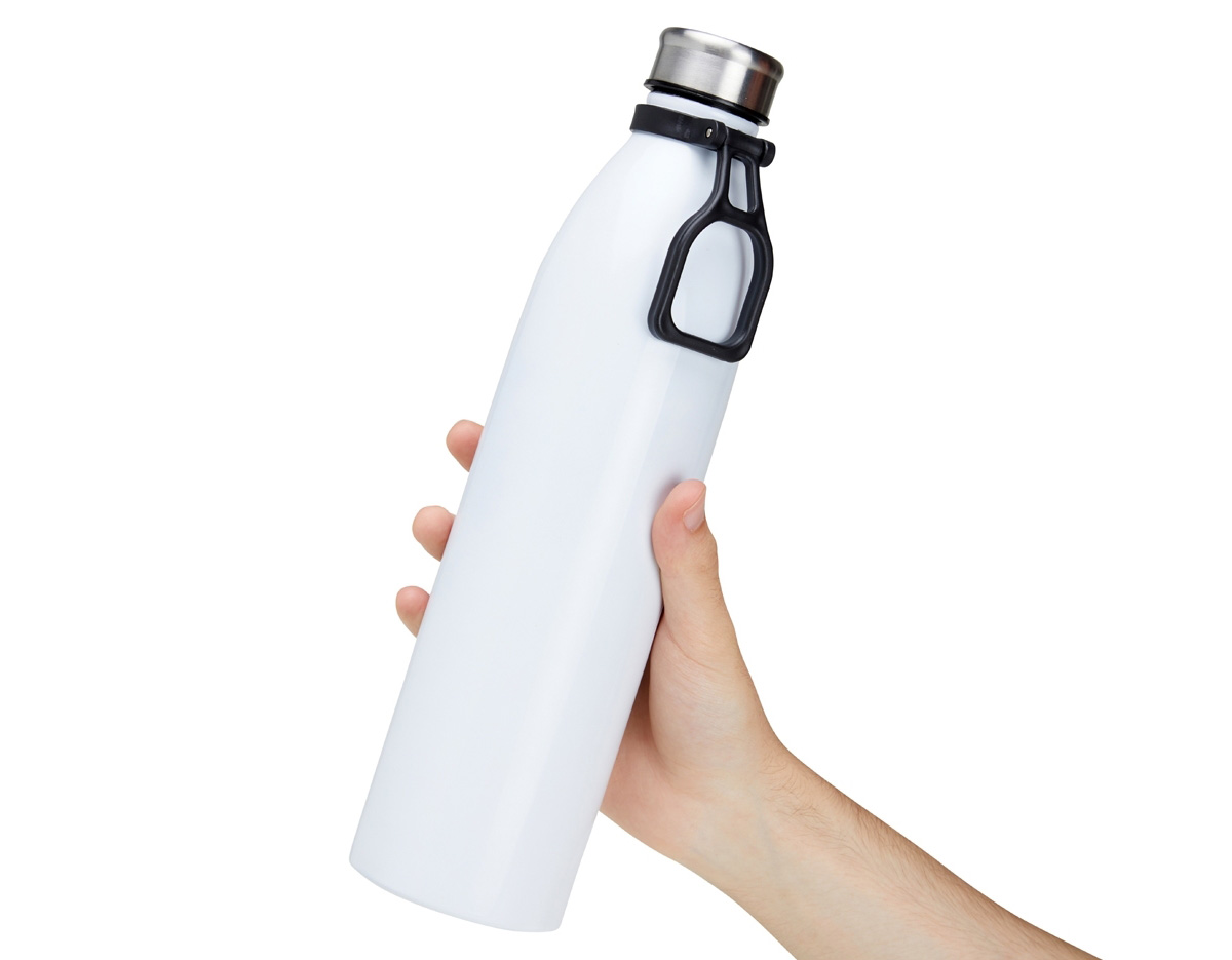 Garrafa de inox com capacidade de 1,1 litros, ideal para armazenar bebidas quentes ou frias. Possui tampa rosqueável que evita vazamentos e alça plástica para facilitar o transporte, sendo prática para o uso diário ou em deslocamentos.