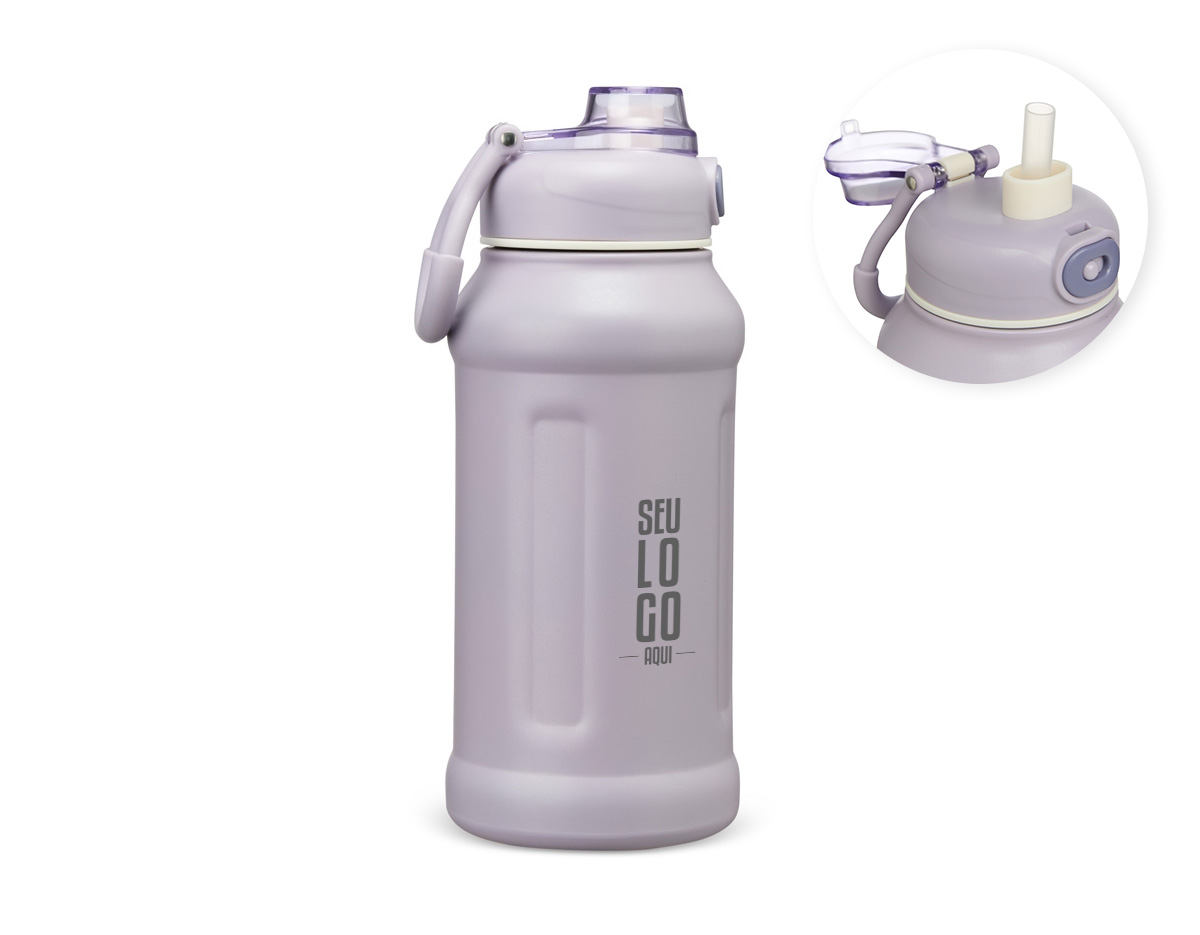 Garrafa térmica inox de 850ml com parede dupla e isolamento a vácuo, ideal para conservar a temperatura dos líquidos. Possui tampa plástica com alça reforçada, trava de segurança no bocal e canudo reutilizável. Design esportivo e robusto, pensada para uso prático no dia a dia.