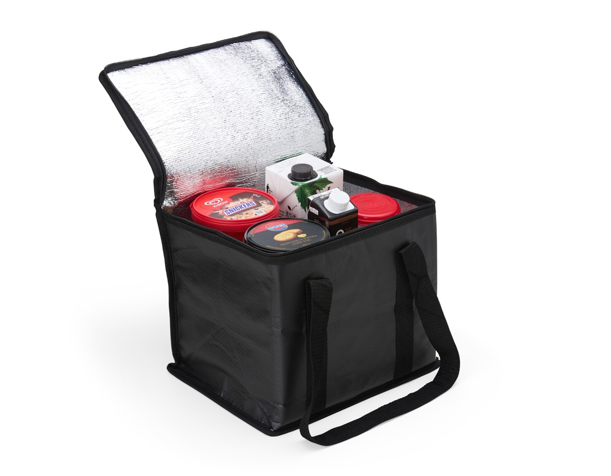 Bolsa térmica em polietileno com capacidade de 12 litros, ideal para conservar alimentos e bebidas na temperatura adequada. Possui alça de mão em nylon, que garante praticidade e conforto no transporte. Leve, resistente e funcional, é perfeita para piqueniques, viagens, trabalho ou ações promocionais.